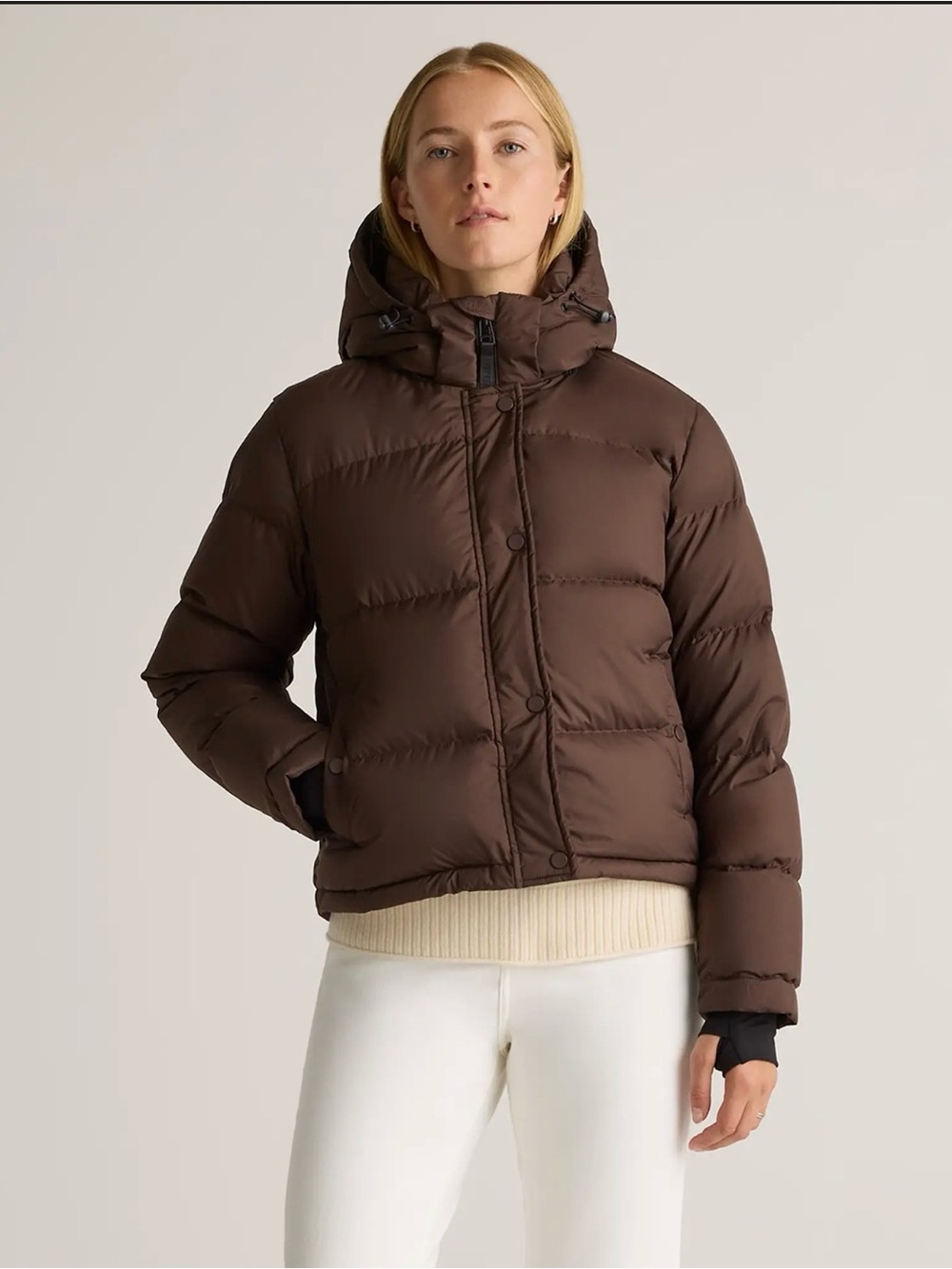 Quince Brown Women's Hooded Puffer Jacket